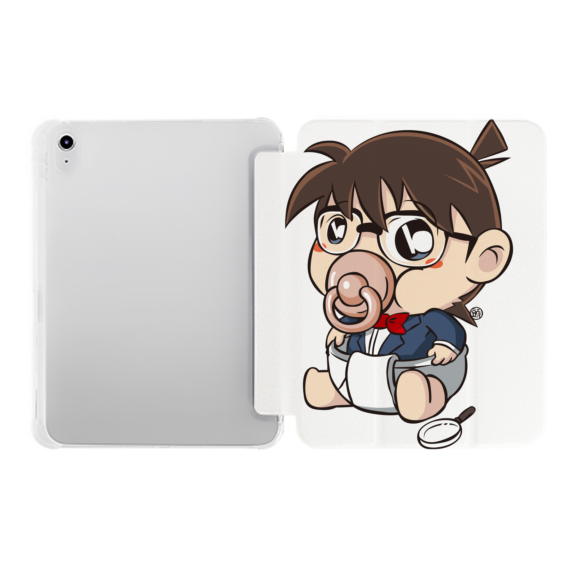 （画像用） 名探偵コナン 江戸川 コナン Detective Conan Conan Edogawa IPad ケース ペン収納付き 三つ折りスタンド PUレザー×シリコン 対応機種9.5/10.5/10.9インチ